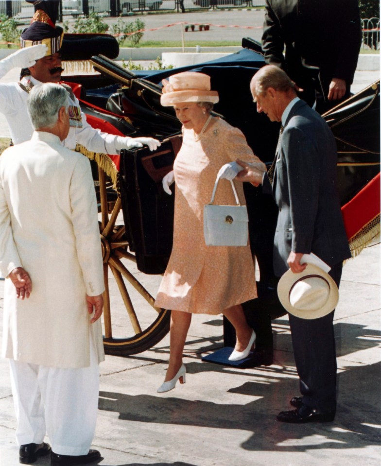 This picture shows the Queen arriving by carriage at Islamabad’s parliament in Pakistan. It was taken back in The Duke helping her descend from the landau by gently holding her arm was typical of his old-fashioned chivalry, as both an officer and a gentleman