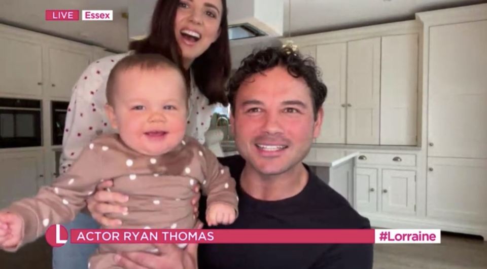 He was later joined by baby Roman and Lucy during the interview