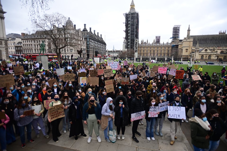 A huge group stands near Parliament ready to march today