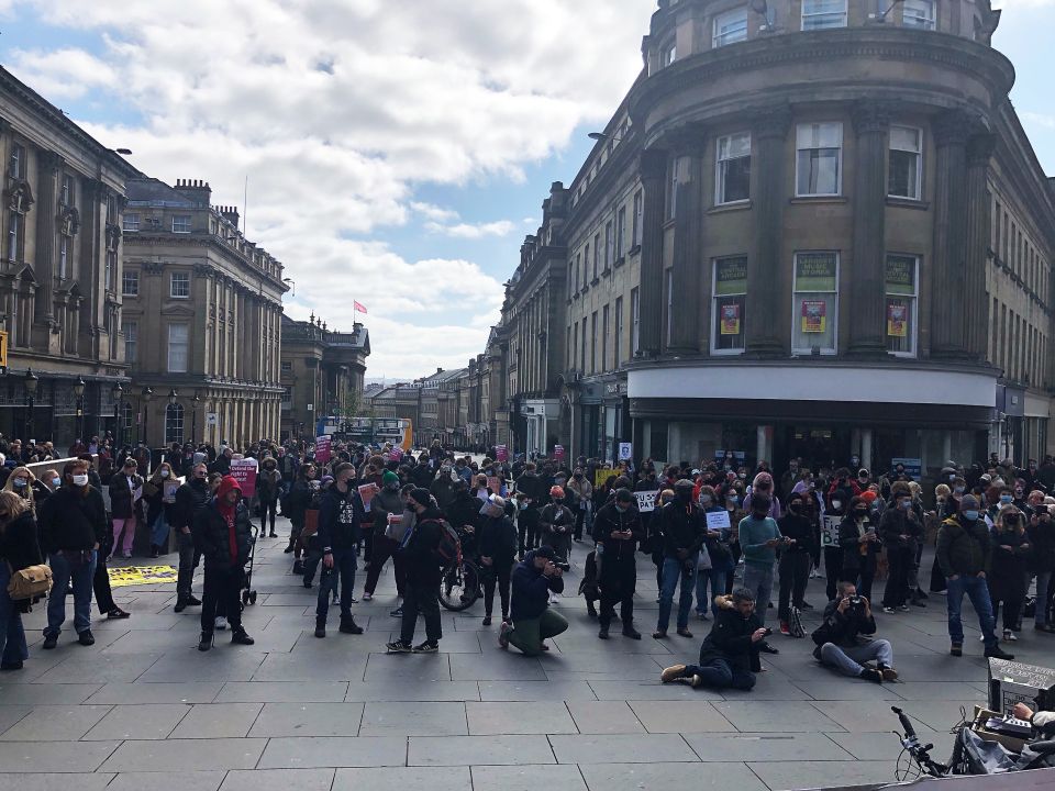 Protesters gathered in Newcastle city centre ready to march