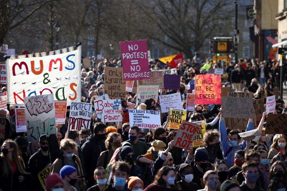 Protesters have taken to the streets in Bristol