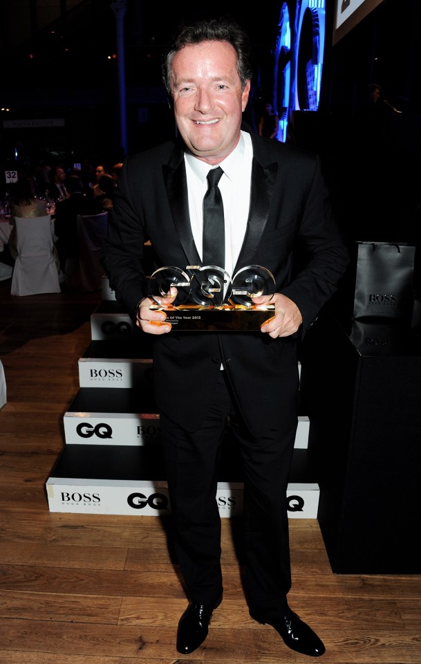 Piers with his Best TV Personality award at the GQ ceremony in London in 2013