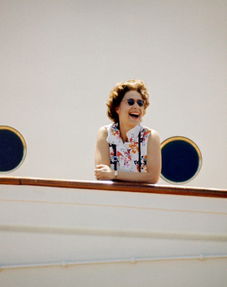 The Queen enjoying a voyage on board her beloved royal yacht Britannia in 1972