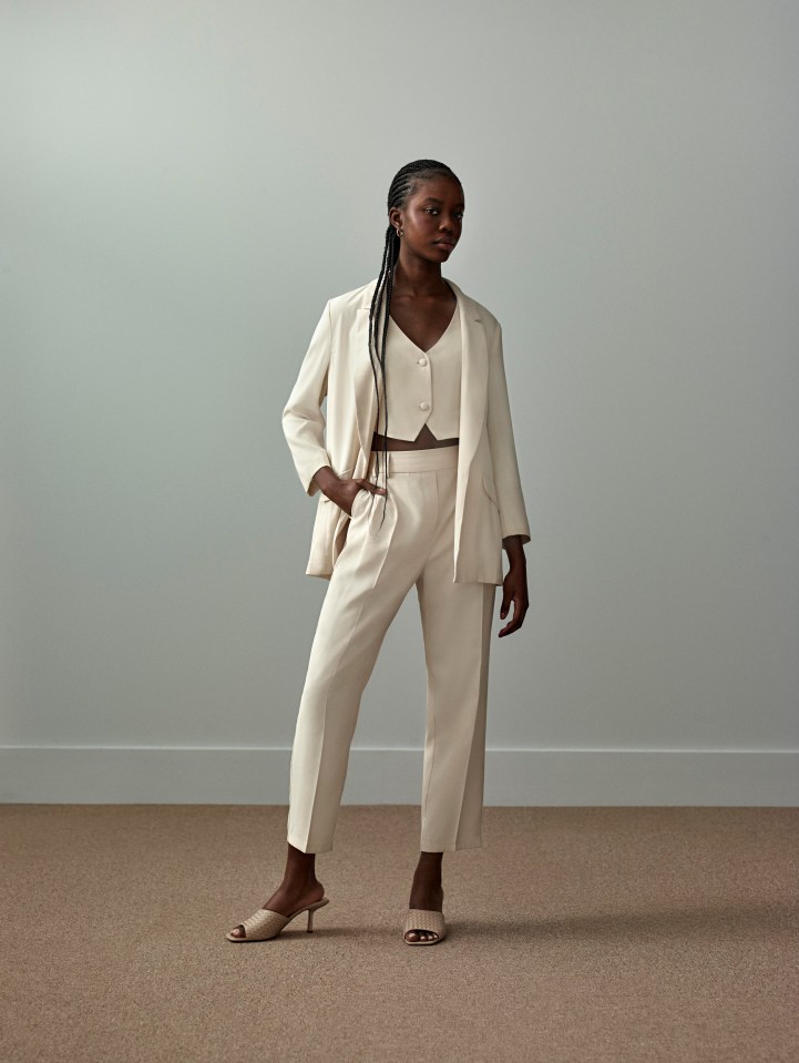 This cream blazer is just £15 while the trousers are only £13