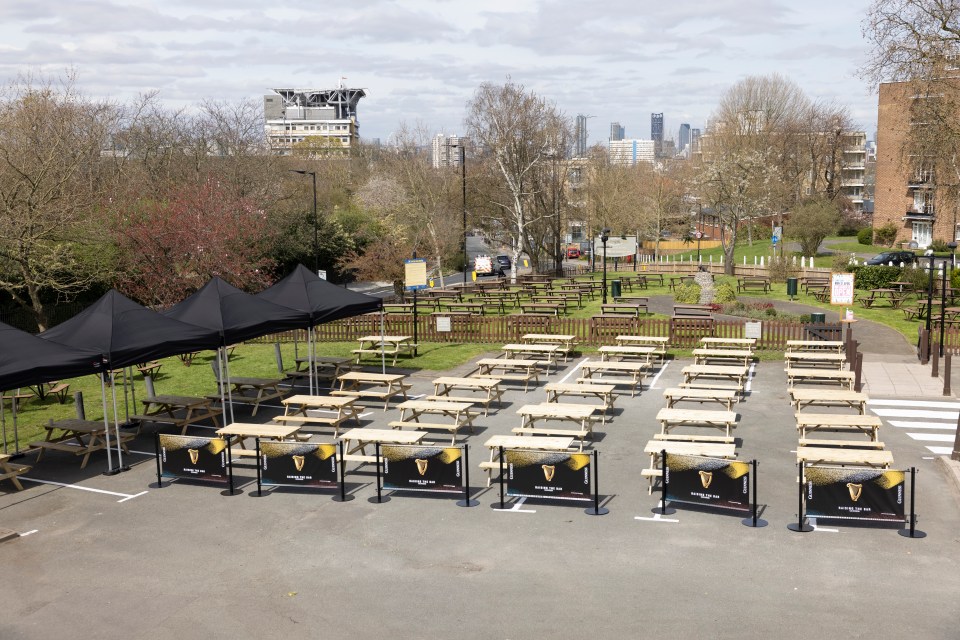 The Fox on the Hill pub in Denmark Hill has put out extra tables in its car park