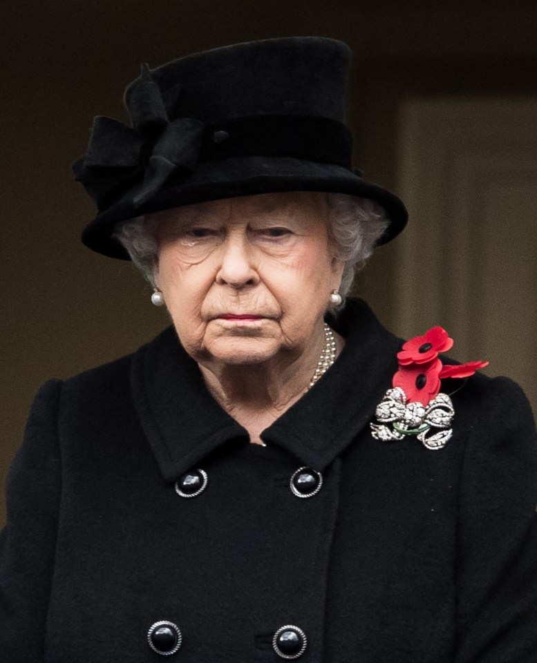 The Queen will sit alone at the funeral of her husband (pictured in 2017 at a Remembrance service)