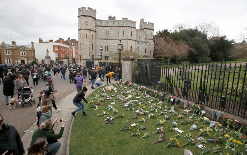 Tributes were left at Windsor last week as security was stepped up ahead of Prince Philip’s funeral