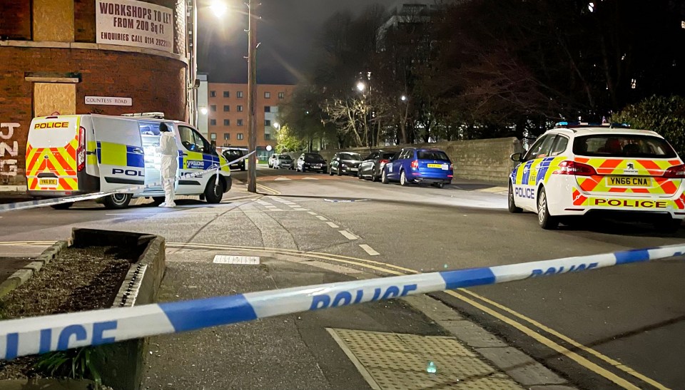 South Yorkshire Police murder squad detectives at the scene of fatal shooting last night in Sheffield