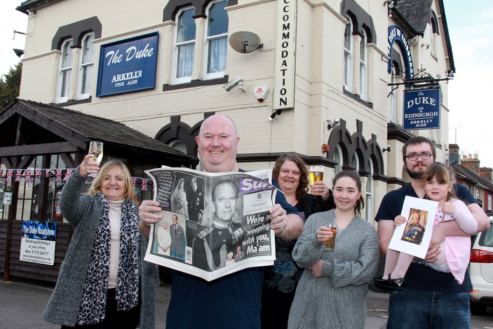 Staff at the Duke of Edinburgh pub in Swindon also raised glasses to Philip's memory