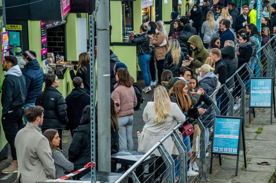 Food stalls draw big crowds in Camden on the eve of the next stage of easing of coronavirus restrictions