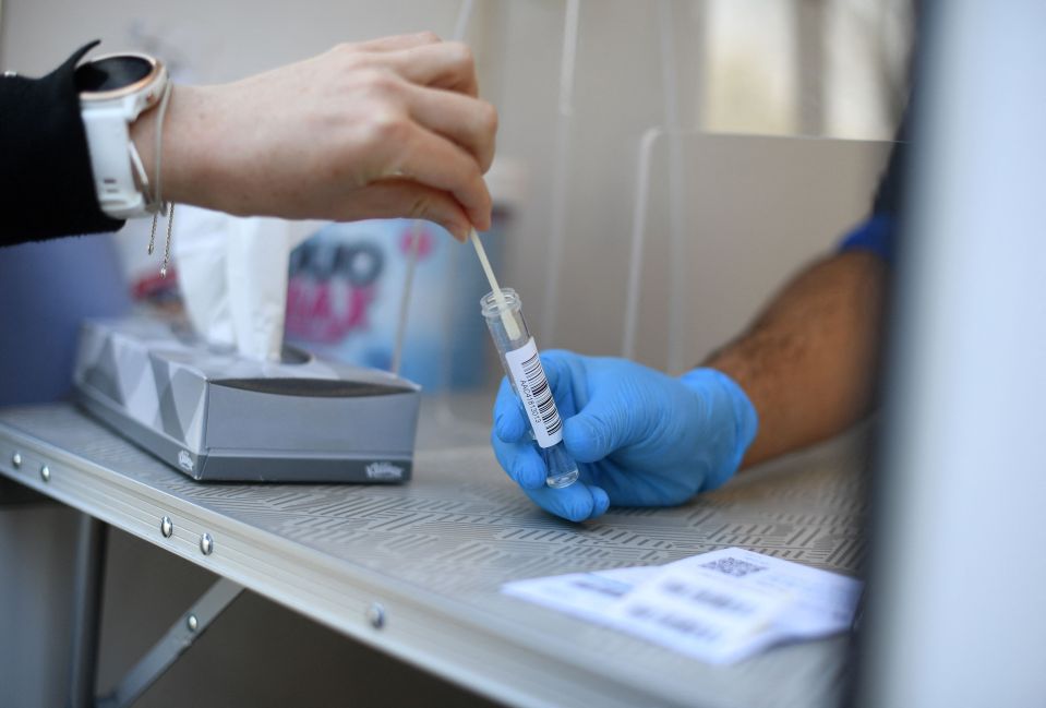 More cases of the Indian variant have been found. Pictured, people take Covid-19 tests at a mobile novel coronavirus surge testing centre in Brockwell Park in south London, on April 13