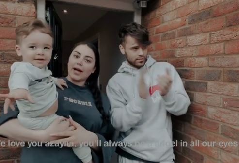 Marnie, fiance Casey and their son Rex clapped outside their home last night