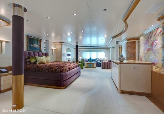 There are several grand bedrooms on the yacht