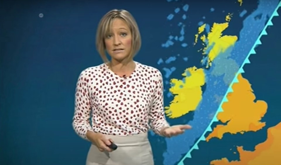 Ruth as a weather presenter on ITV