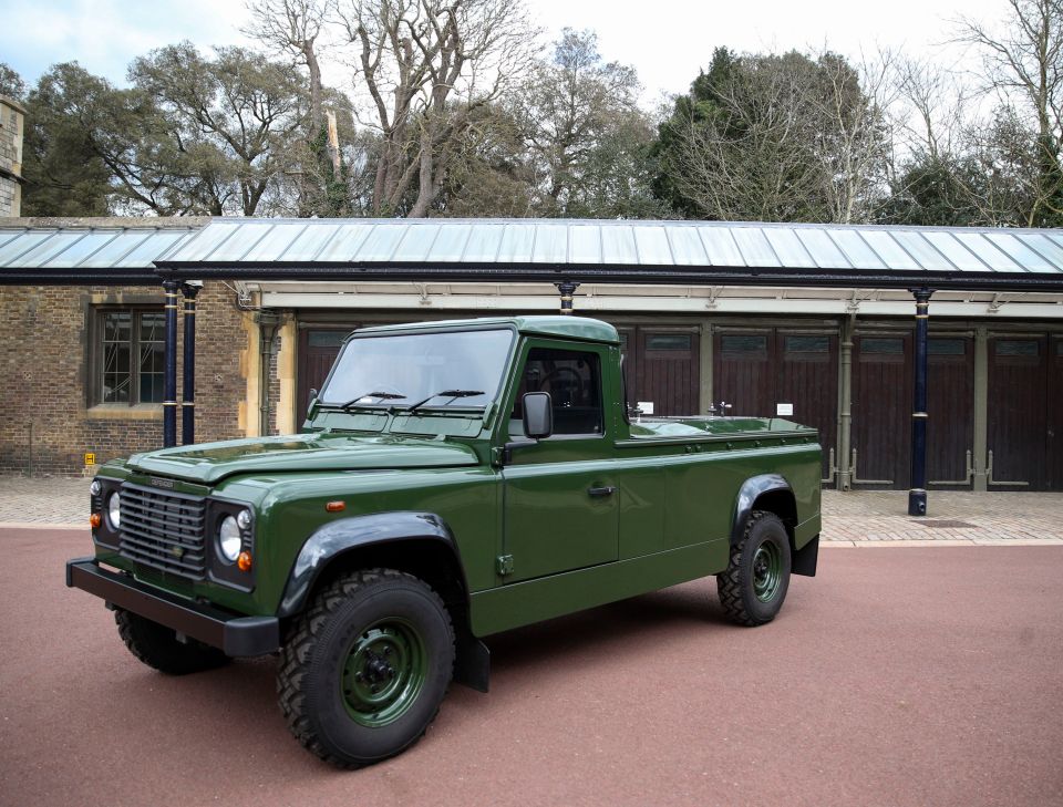 The Jaguar Land Rover that will be used to transport the coffin of the Duke of Edinburgh