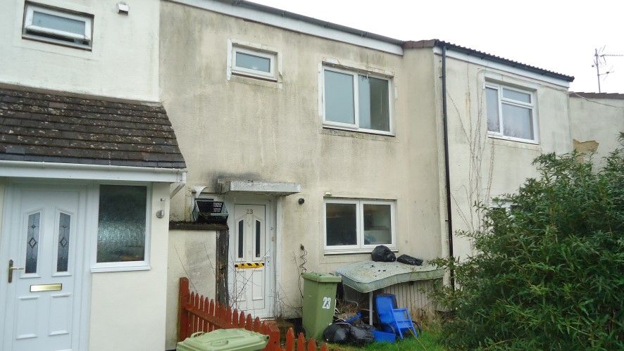 Stacks of rubbish line the outside of the Milton Keynes home