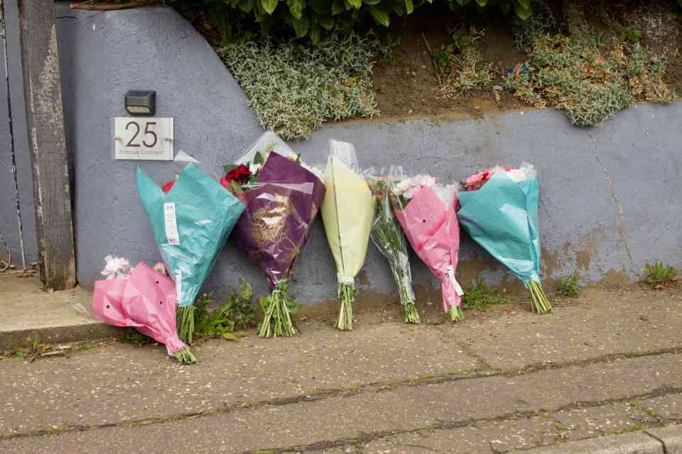 Flowers left outside the home of Mr Allsop