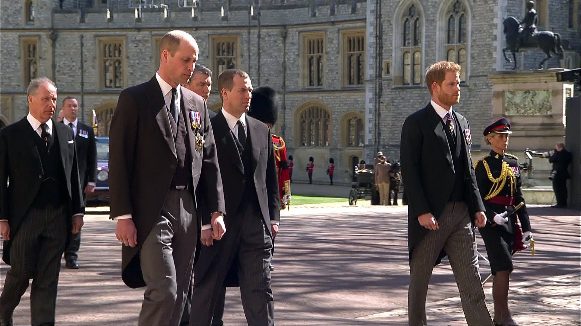 Prince Harry was reunited with his brother for the first time in over a year for his grandfather's funeral