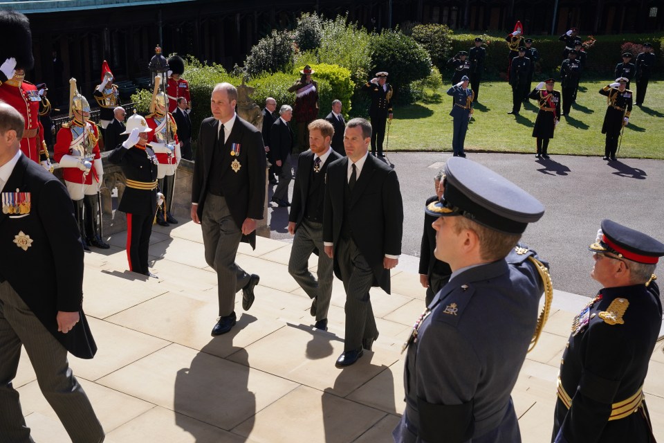 Harry walks behind William as they made their way into the chapel