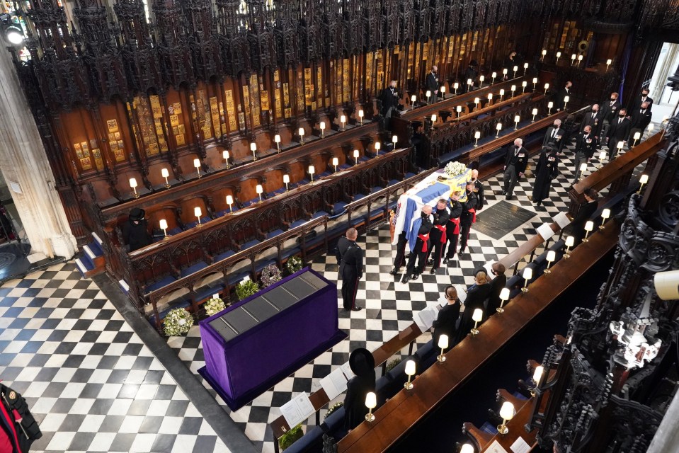 The Royal Family were socially distanced throughout the service at St George’s Chapel