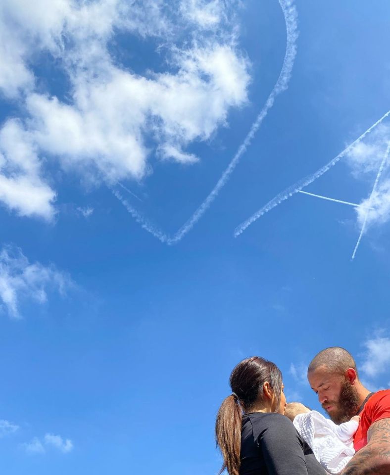 The family watched as the pilot drew a special love heart dedicated to their daughter