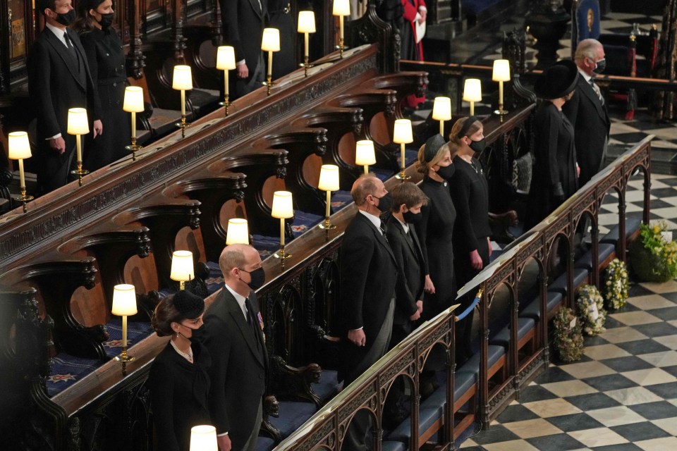 Members of the Royal family sat two meters apart