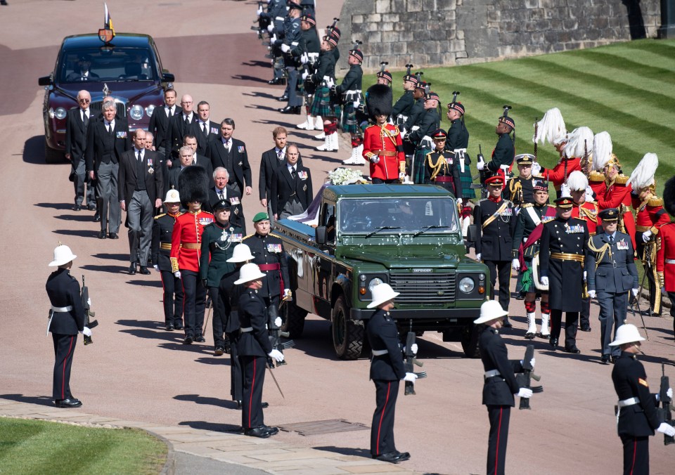 The brothers were among 30 mourners at Philip’s funeral on Saturday