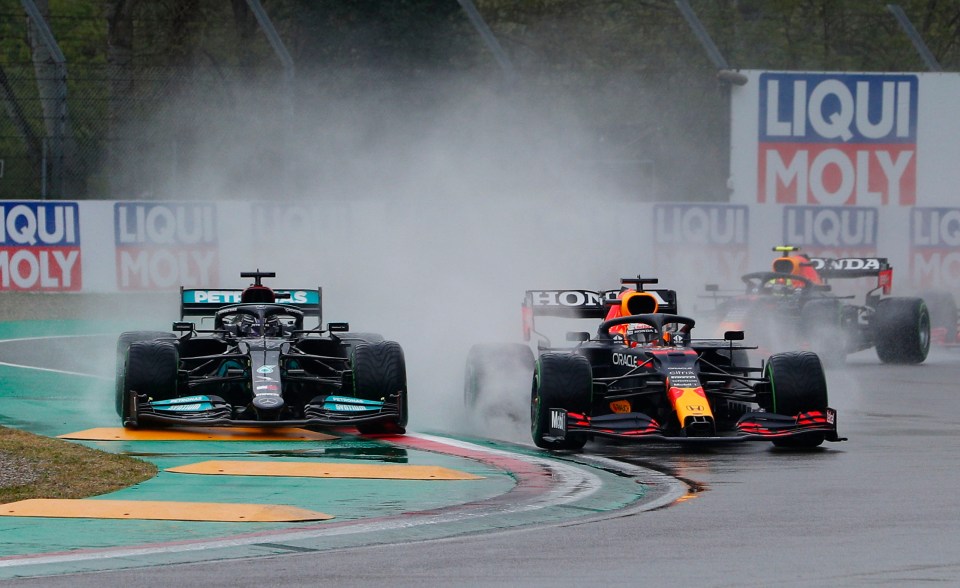 Lewis Hamilton was jumped by the Dutchman's Red Bull at the start