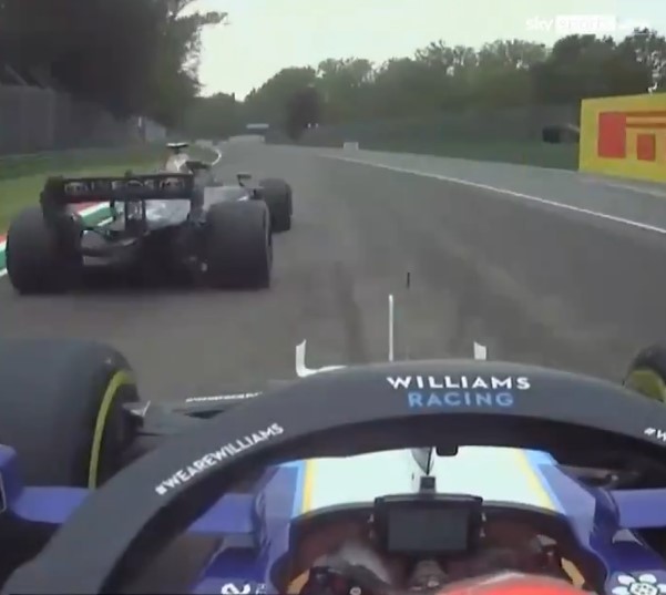 Russell saw a gap and clipped the grass after Bottas moved over slightly