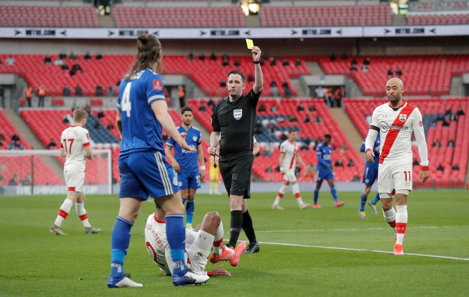 Leicester's Turkey midfielder Caglar Soyuncu is booked but it was largely a subdued contest