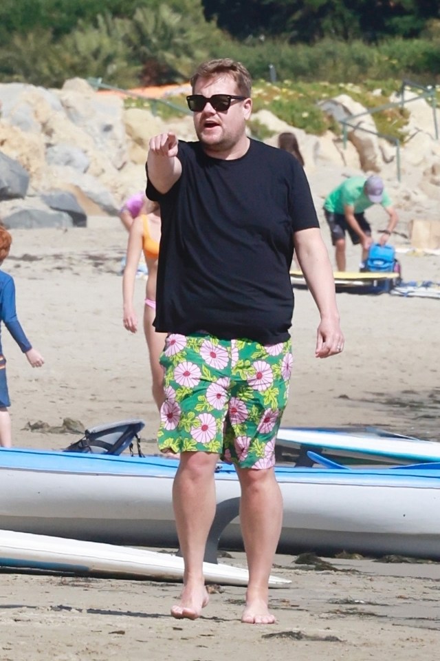 James Corden challenged a pap taking pics on the beach – only to be told it was Leonardo DiCaprio was sitting behind him