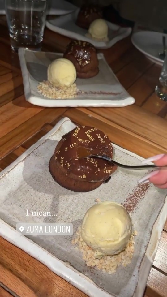 She later tried some scrumptious desserts with Maura at Zuma in London