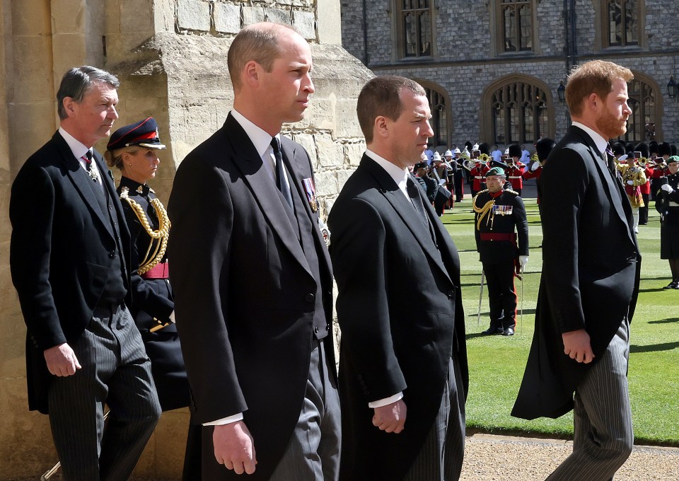 Harry and William walked together during Prince Philip's funeral on Saturday