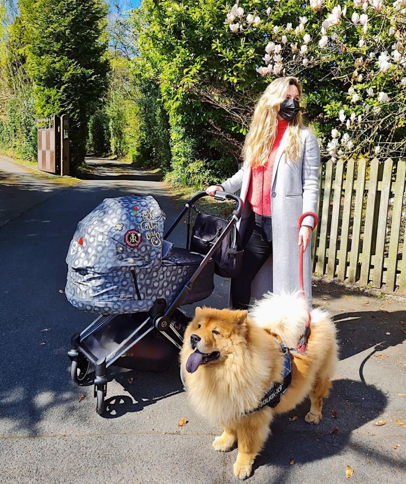 Edurne on a walk with Yanay and Maxto the dog