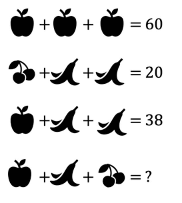 Can you work out the value of the fruit to solve the equation?