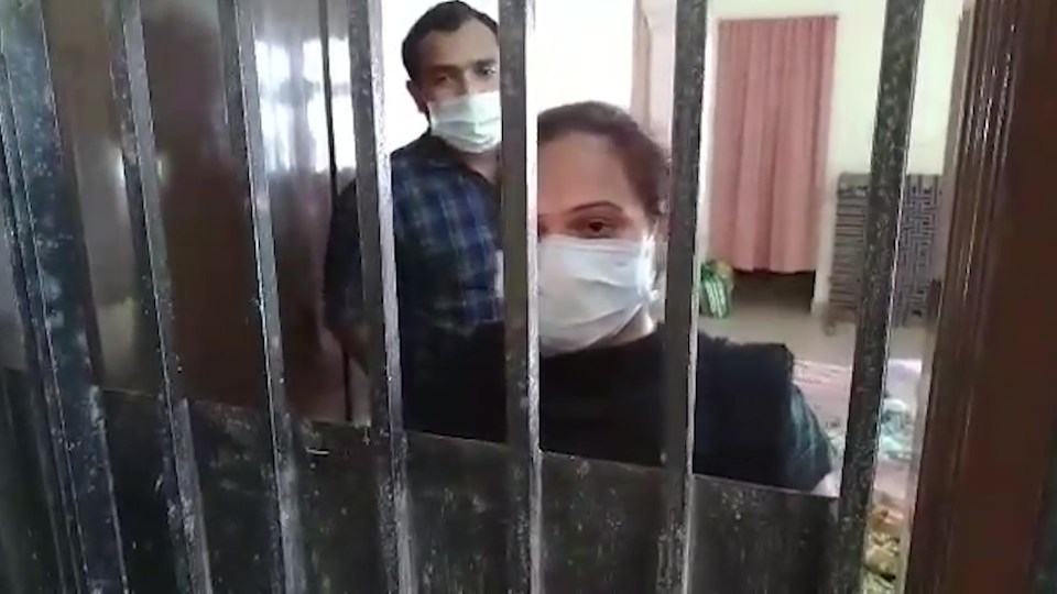 The couple found themselves locked in their own home