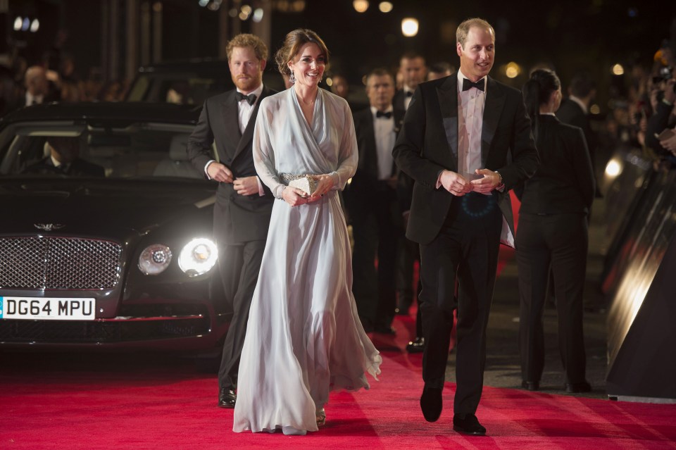 For the premiere of Bond film Spectre in 2015, Kate in another Jenny Packham gown, and the earrings her mother Carole wore to her wedding in 2011