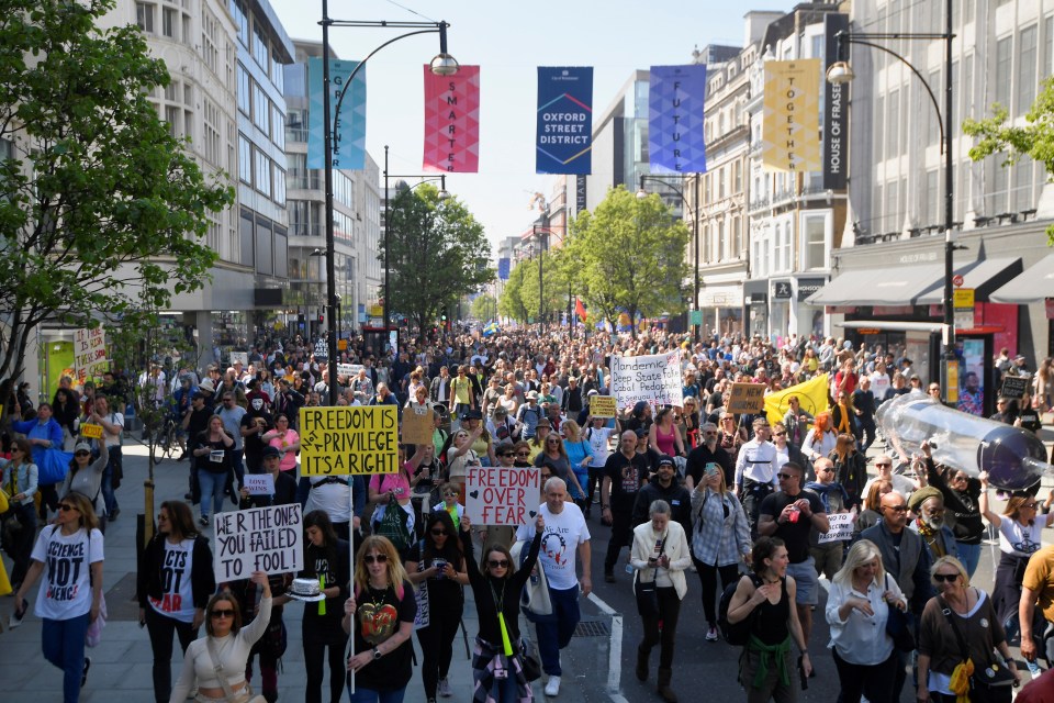 Crowds have gathered for anti-lockdown protests in London