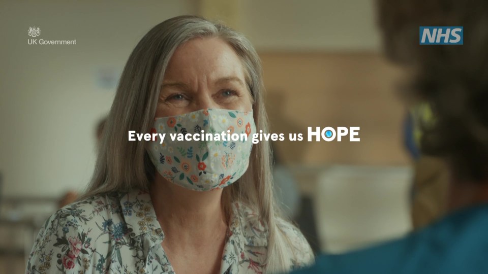 The 'every vaccination gives us hope' campaign will hit telly screens tonight