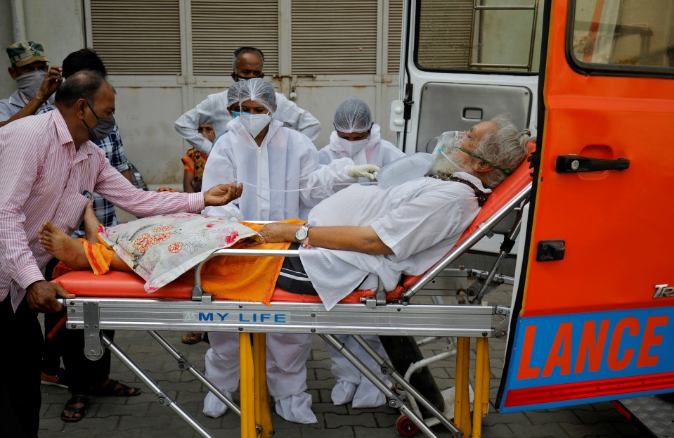 A patient being stretched into another hospital