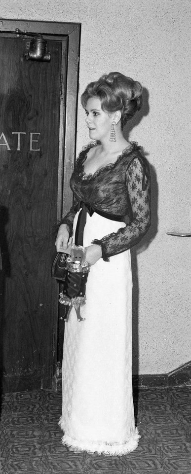 Camilla Shand at a film preview at The Prince of Wales Theatre in London England on April 12, 1966