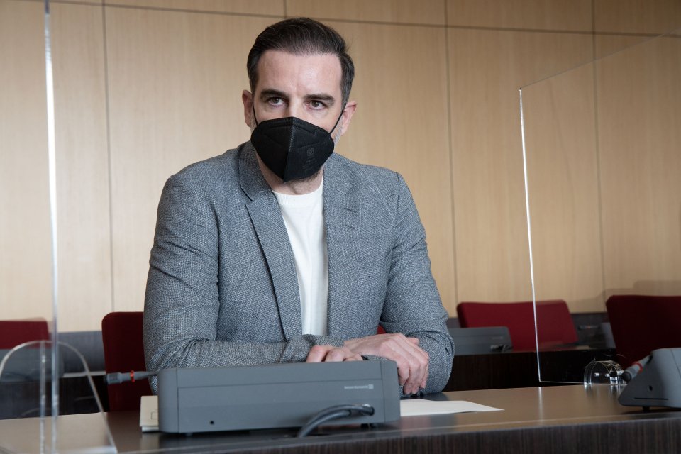 Metzelder picture in court at the start of his trial