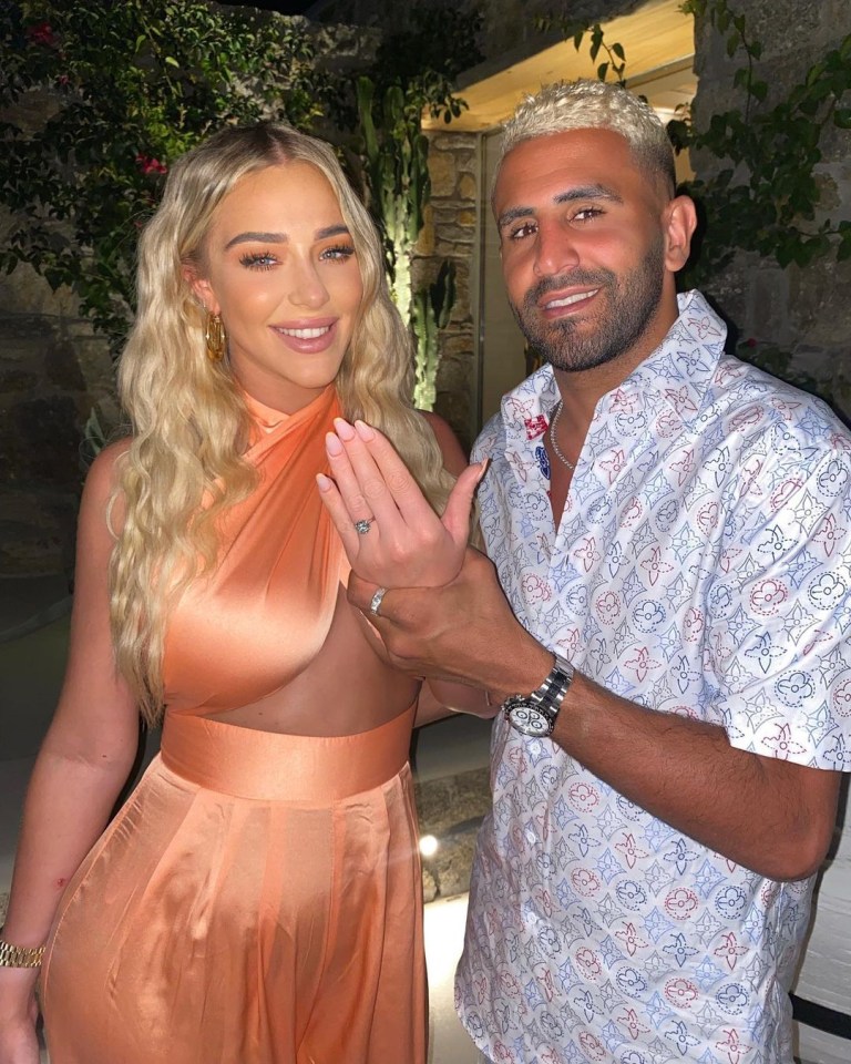 Riyad proposed to Taylor on one knee with a £400,000 ring during a holiday in Mykonos, Greece