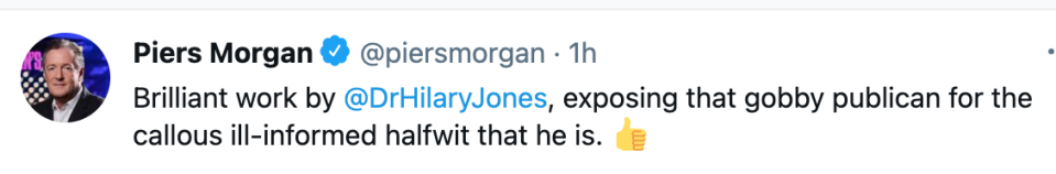 Piers Morgan praised Dr Hilary Jones