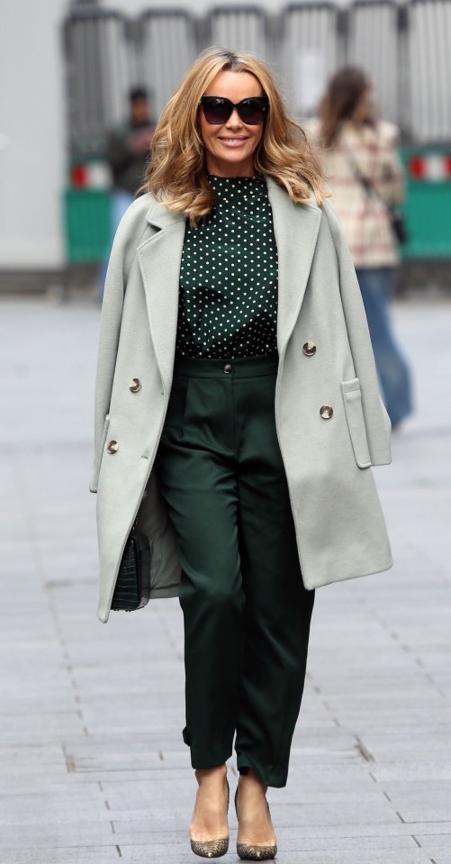 Amanda Holden looked incredible in an emerald green polka dot blouse