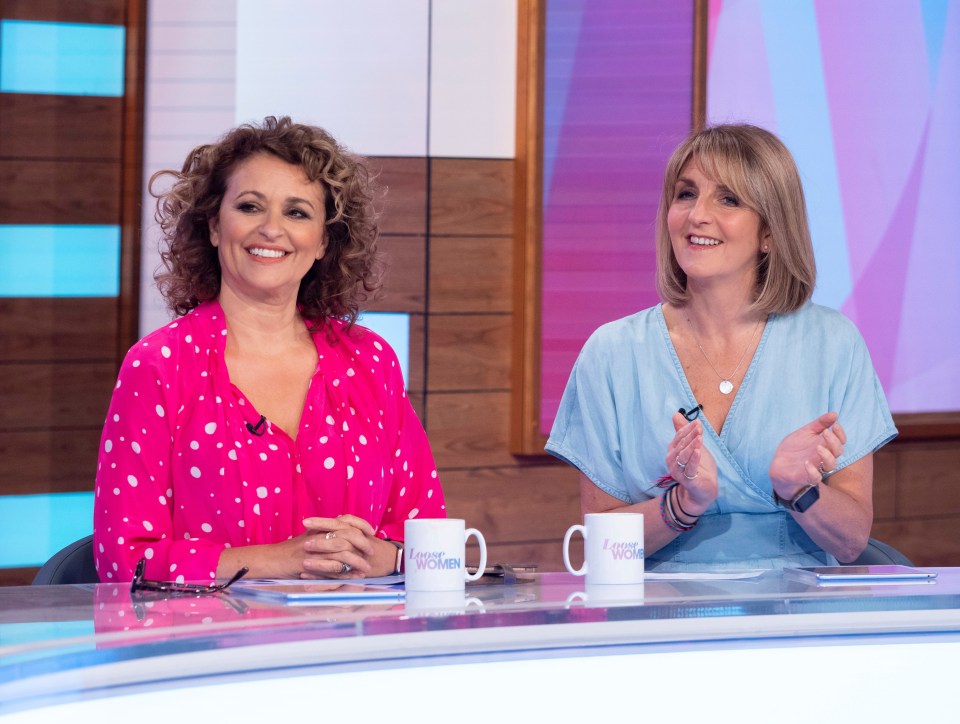 Nadia is a Loose Women panellist, pictured with Kaye Adams