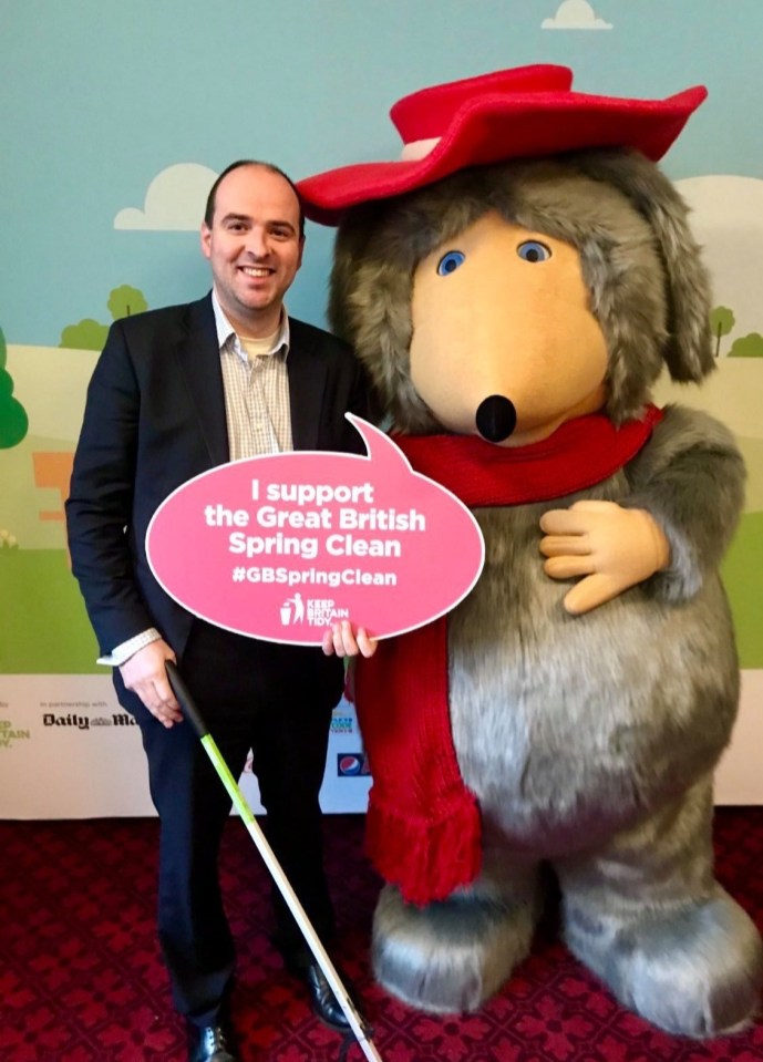 MP Richard Holden who has been fined for littering pictured with Orinoco the Womble during a Keep Britain Tidy campaign last year