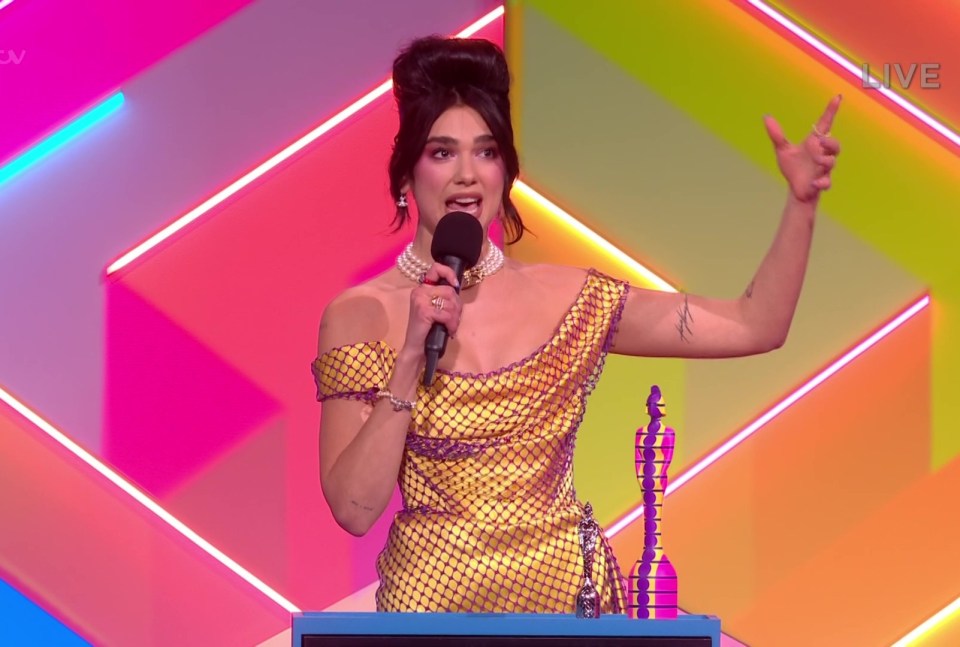 Dua Lipa scooped Female Solo Artist award for a second time