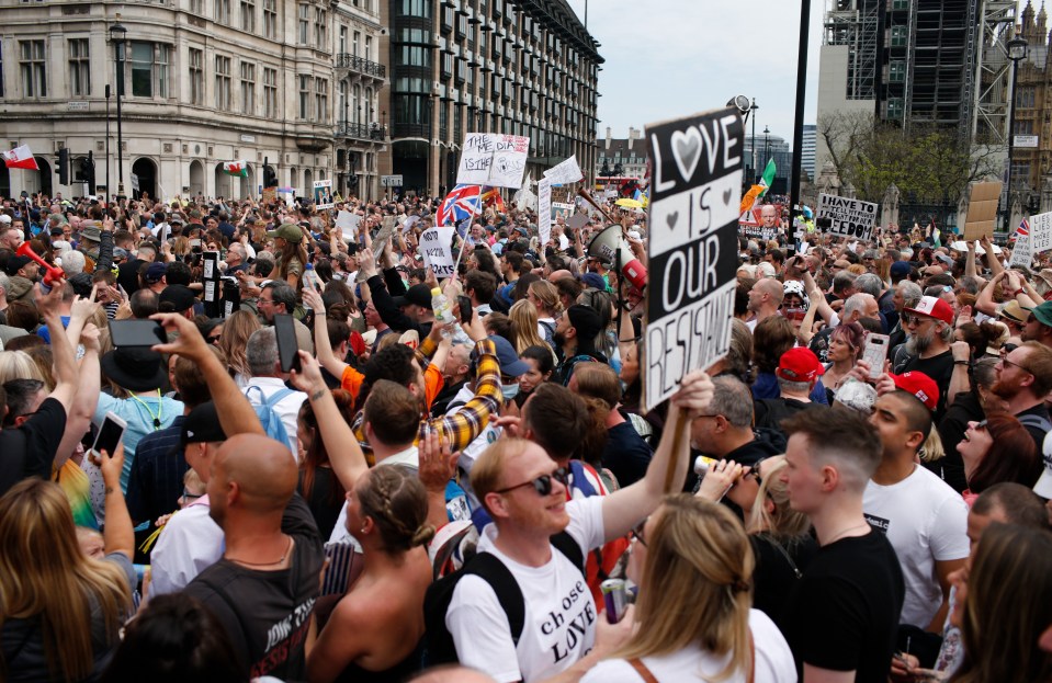 The demonstrators were protesting against the ongoing Covid restrictions and the vaccine rollout