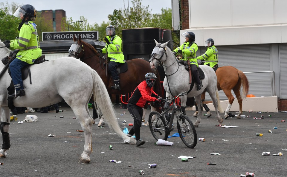 Police had their work cut out to quell the trouble outside Old Trafford